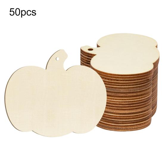 Wooden Pumpkins Ornaments to Paint Unfinished Blank Pumpkin Cutouts for Autumn Thanksgiving Harvest DIY Crafts Halloween Party Supplies