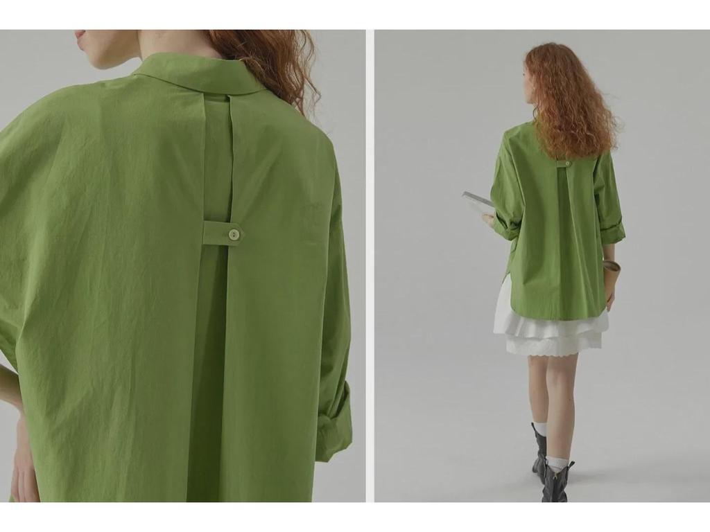 Women's Green Retro Embroidered Shirt - High-End Spring/Summer Commuter Blouse
