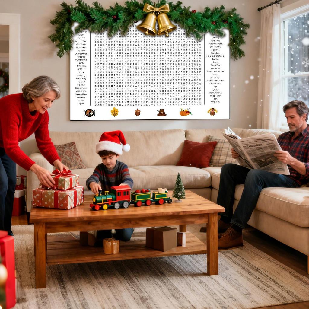 Jumbo Thanksgiving Word Search Poster Giant Holiday Word Search Wall Poster Wall Game with 50 Words Suitable for Family Holiday