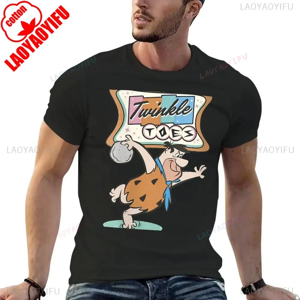 The Flintstones Twinkle Toes Fred Flintstone Bowling Alley T-shirt Hot Sale 2025 Korean Fashion Cute Clothes Men Clothes Womens