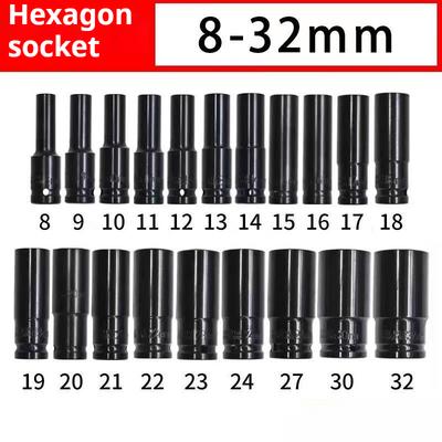 Electric Wrench Extended Hexagonal Socket Pneumatic Air Gun Deepened Socket Head Air Screwdriver Car Repair Tool