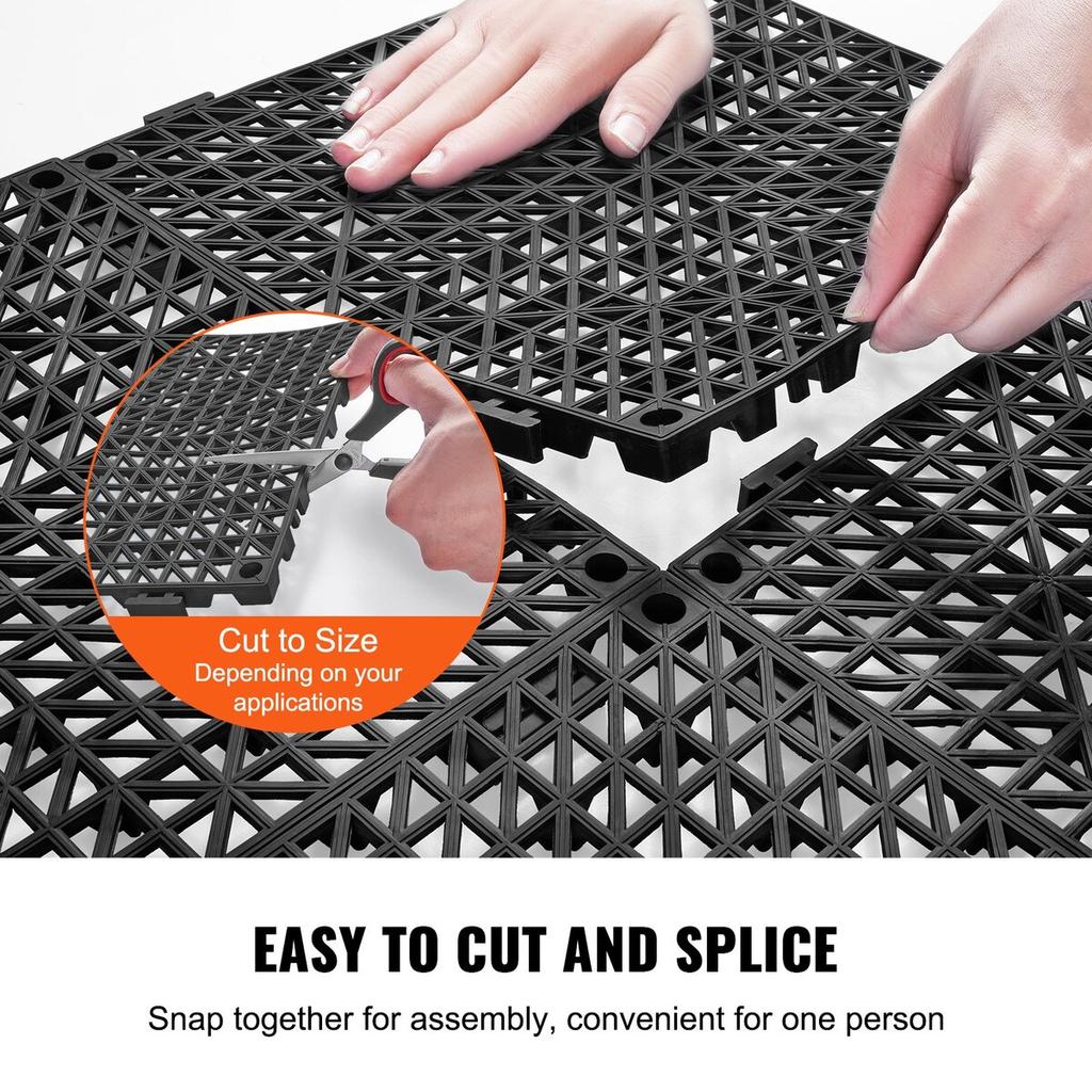 Modular Interlocking Cushion, 50 Pack 30 x 30 cm Splicing Drainage Mats, Soft PVC Interlocking Drainage Floor Tiles, Non-Slip Drainage Hole for