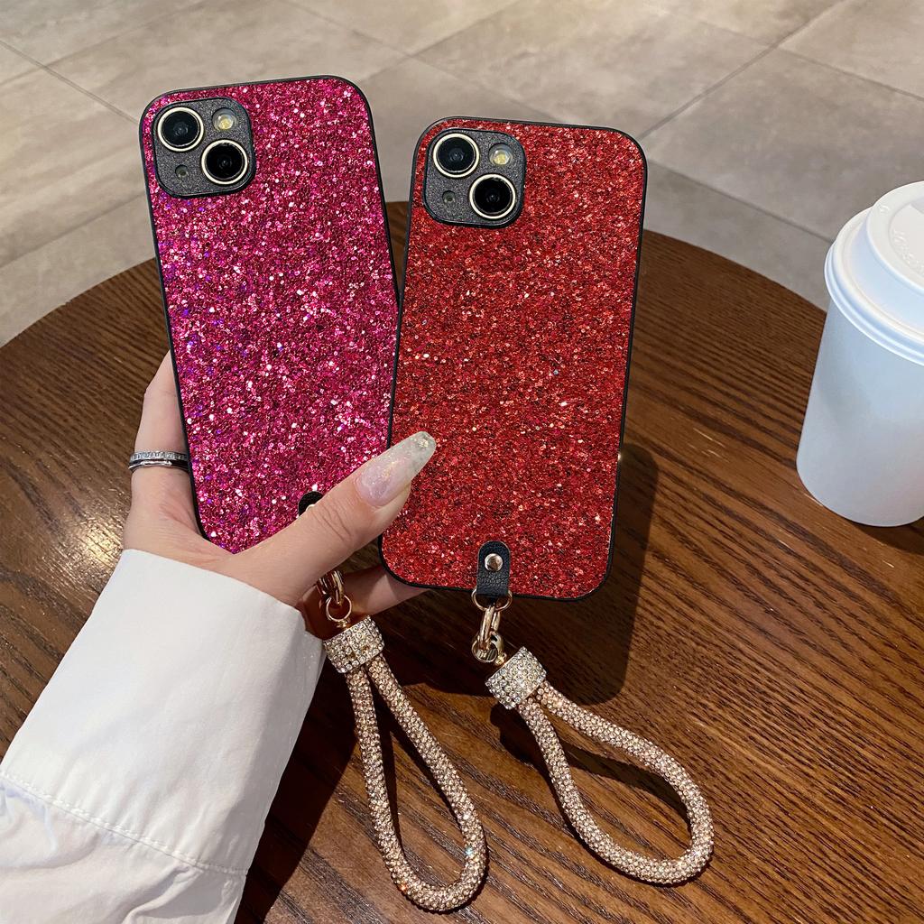 Luxury Glitter Faux Diamond Plated Lanyard Shiny Phone Case For iPhone 18 17 16 15 14 13 12 11 Pro Max Plus XR 17Air 17E 16E