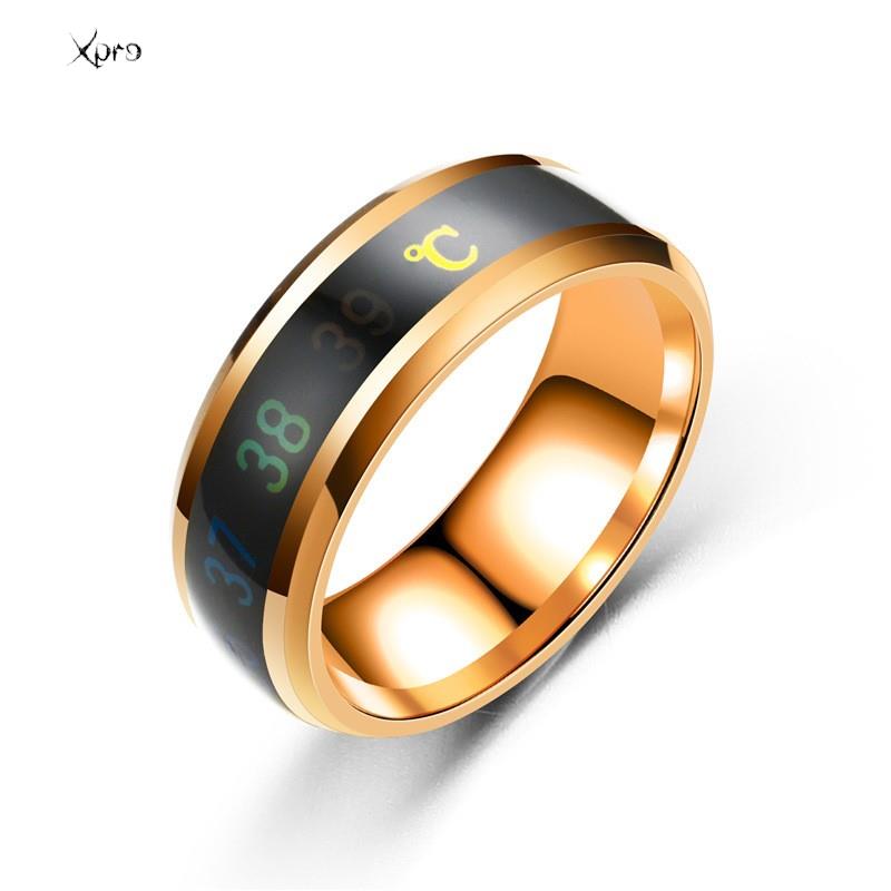 Temperaturring Titanstahl Stimmung Emotion Gefühl Intelligente temperaturempfindliche Ringe für Frauen Männer Wasserdichter Schmuck