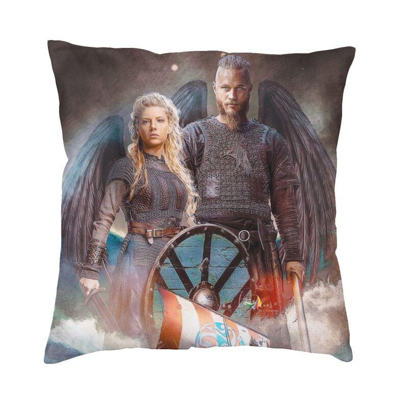 Vikings Lagertha Ragnar Lothbrok Sofa Cushion Cover Velvet Norse Valhalla Warrior Pillow Case Living Room Decoration Pillowcase