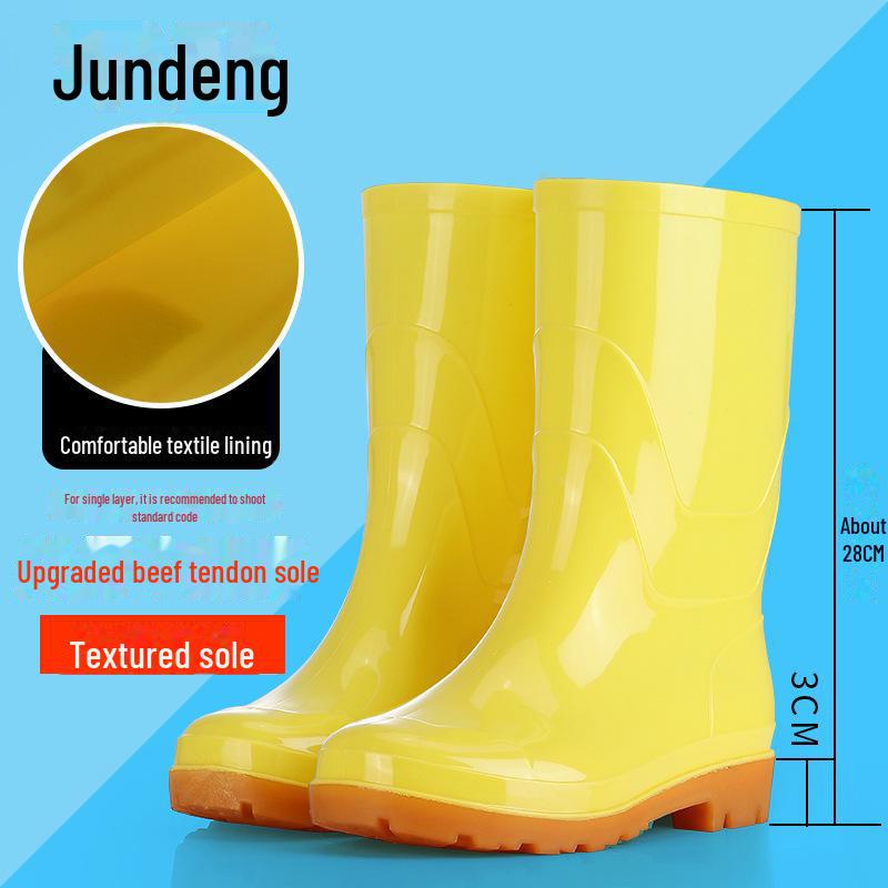 Tendon Sole Unisex White Waterproof Non-Slip Rubber Hygiene Boots for Medium and High Food Safety and Farm Work.