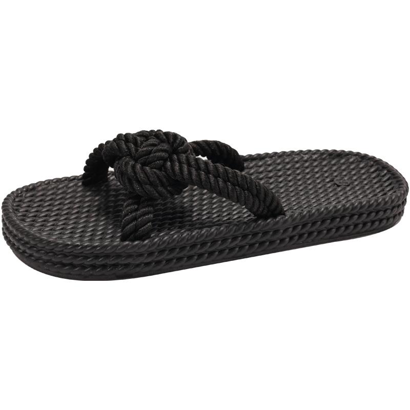 

Flip Slippers Women s Outside Round Toe Open Toe Cutout Breathable Soft Sole Non-slip Flats 36 чёрный