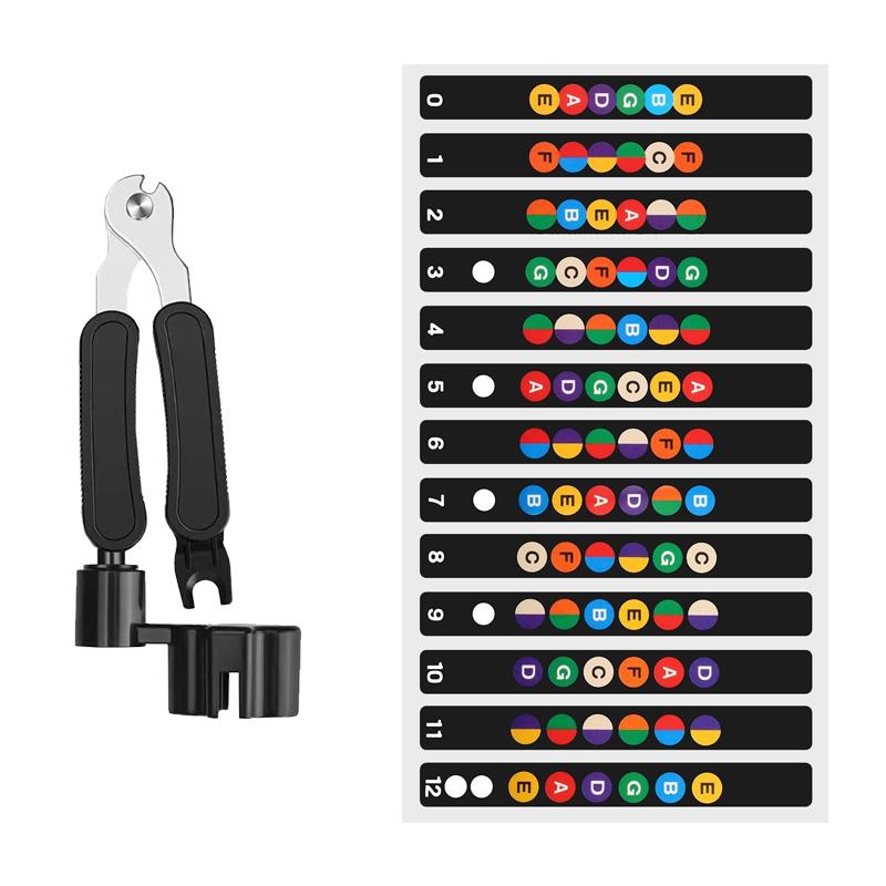 Multifunction Guitar String Changing Gadget with Fretboard Scale Sticker Notes Labels String Cutter Beginner Guide Accessory ZYF