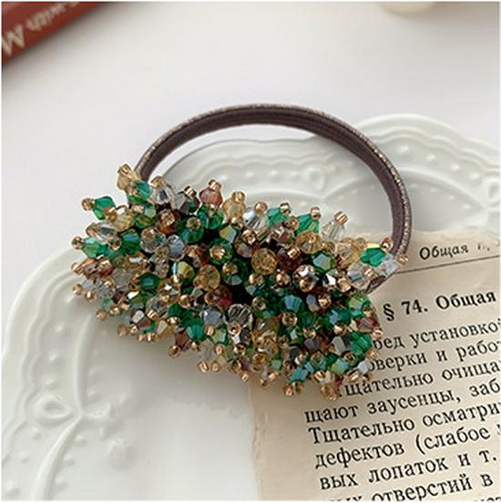 Korean Crystal Beaded Hair Tie: Elegant, Retro, Versatile Accessory