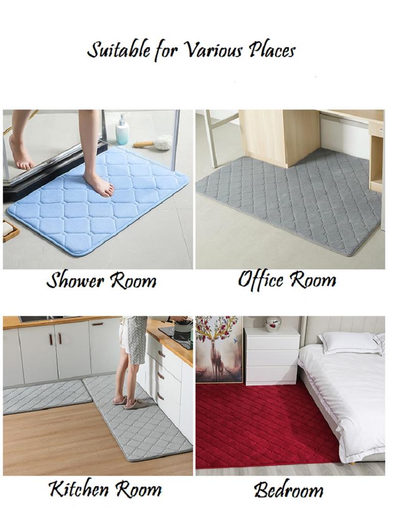 Bath Room Floor Mats Rug Carpet Non Slip Velvet Thick Soft and Comfortable Water Absorbent Machine Washable Red Mint