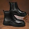 Luxusmarke Herrenmode High Top Motorradstiefel Bequeme Lässige Schwarze Punk Lederstiefel Leichte Rutschfeste Dicke Sohle Stiefel