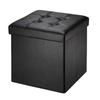 Cube Ottoman Pouf Rembourré En Similicuir Assise Repose-pieds Individuel + Rangement 38 X 38 X 38 - Noir