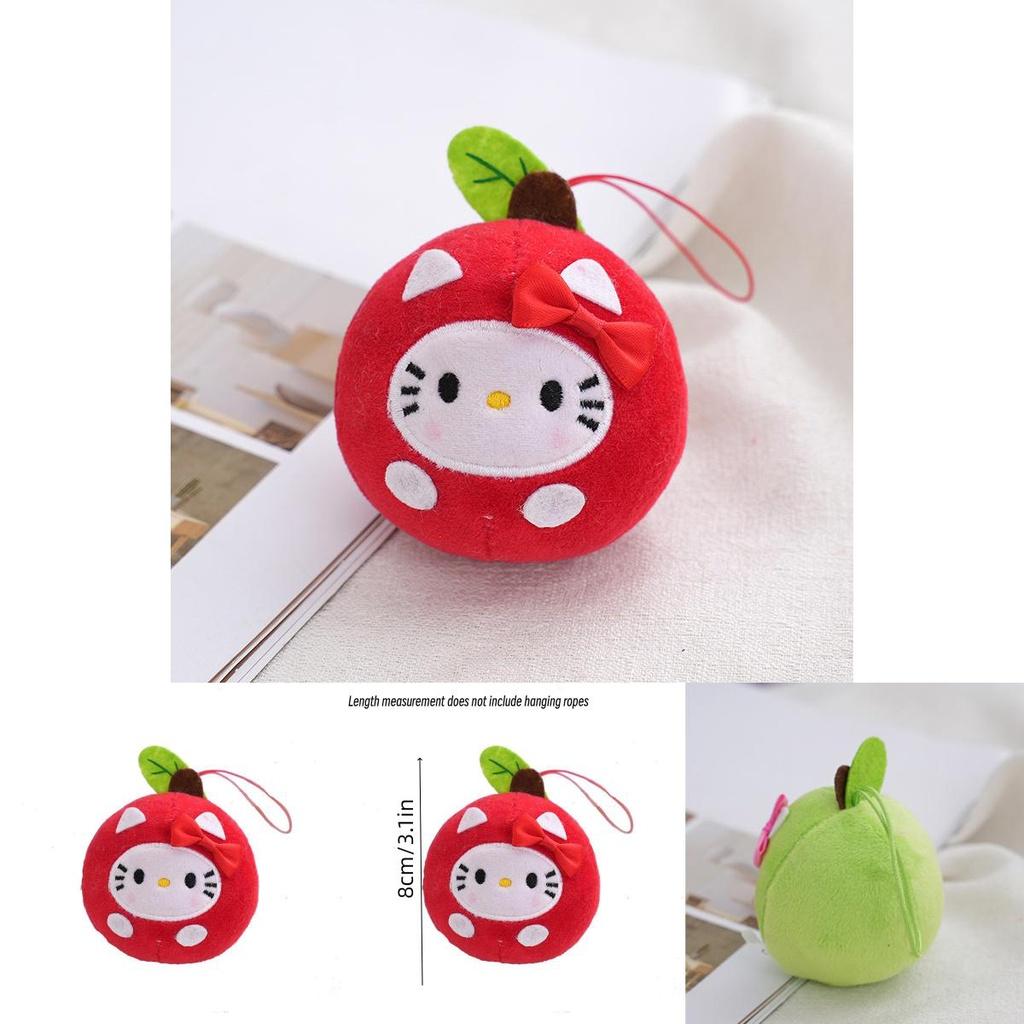 Lively Leso Round Ball Apple Plush Doll Kt Cat Keychain