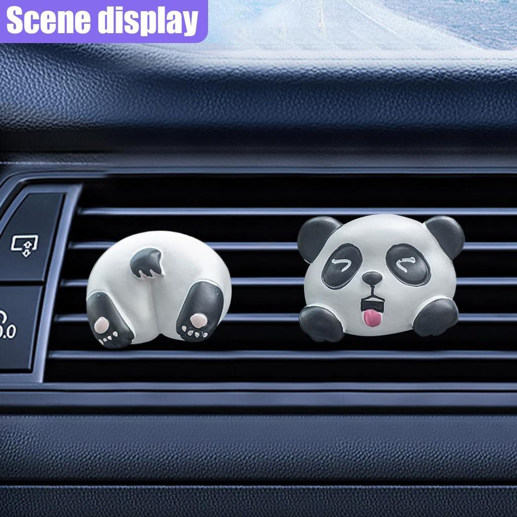 2PCS Panda Head and Tail Car Air Vent Clip, Cute Animal Vehicle Dashboard Air Vent Trim Clips, Creative Automotive Interior Diffuser Decoration