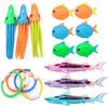 Children's Diving Toys Set Summertime Swimming Pool Treasure Hunt Diving Toy Torpedo Fish Plants Dolphin Buoy Water Toys Gifts