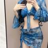 Bikini Four-piece Bikini Swimsuit Women's Split 1011 New Conservative Long-sleeved Meat-covering and Thin Swimsuit Women