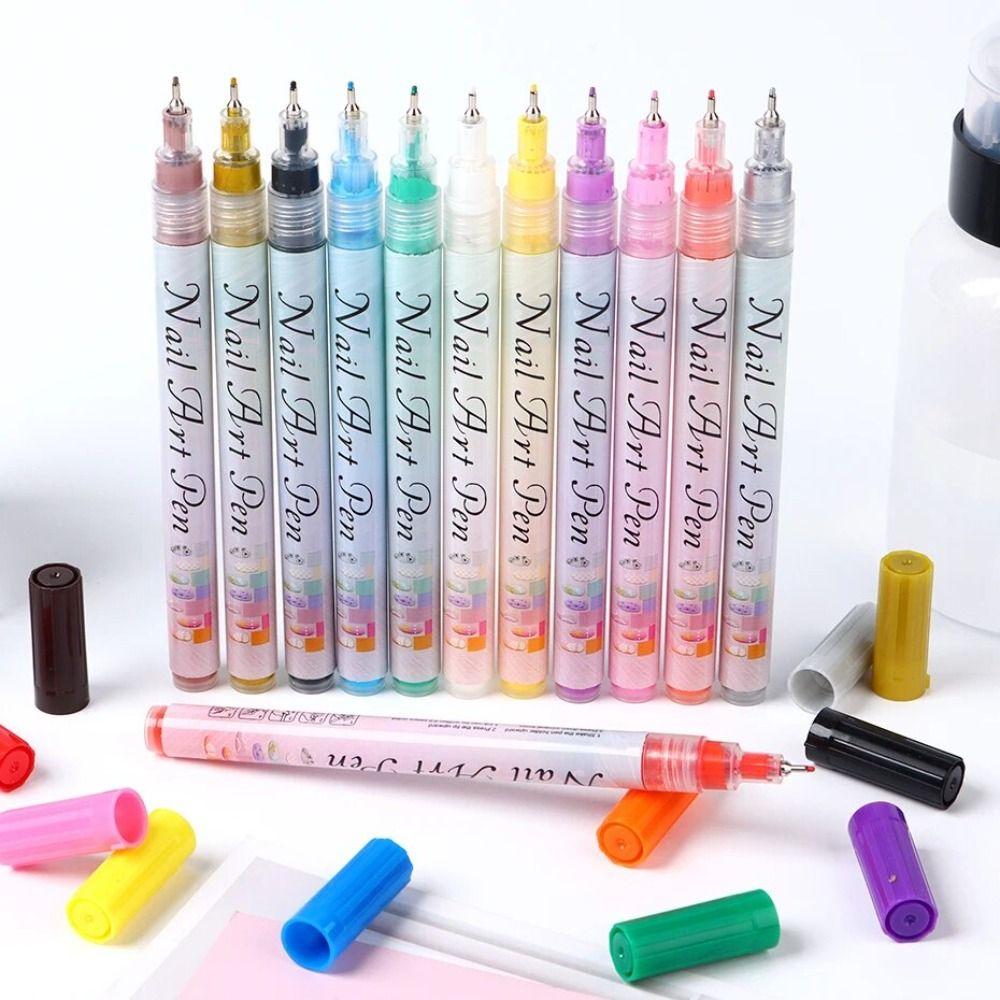 1pc/4pcs/12pcs Waterproof Nail Art Drawing Pen 3D Painting Liner Colourful Nail Art Graffiti Pen