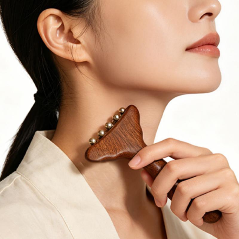 Brass Gua Sha Meridian Body Massager Sandalwood Skin Scraping Meridian Lymphatic Muscle Relief Massage Copper Guasha Board