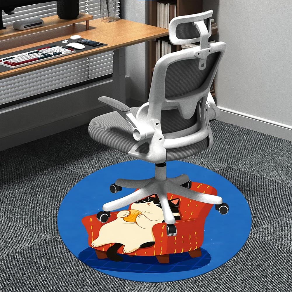 

1PC Cat Couch Office Round Area Rug, Indoor Mat Suitable ForOffice, Under Office Chairs Bedroom Living Room Home Decor, Room Deco f006 80cm by 80cm