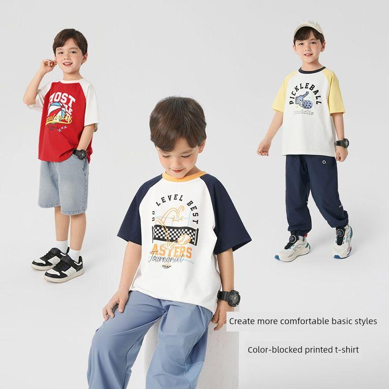 Boys' Short-Sleeved T-Shirts, Kidsren's Summer Clothes, 2026 New Baby, Medium and Large Kidsren's Tops, Summer Kidsren's Clothes