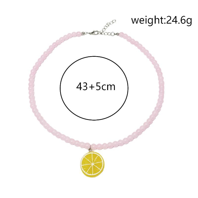 Various Fruit Pendant Necklace For Girl Women Handmade Rice Beads Bohemian Watermelon Lemon Strawberry Jewelry