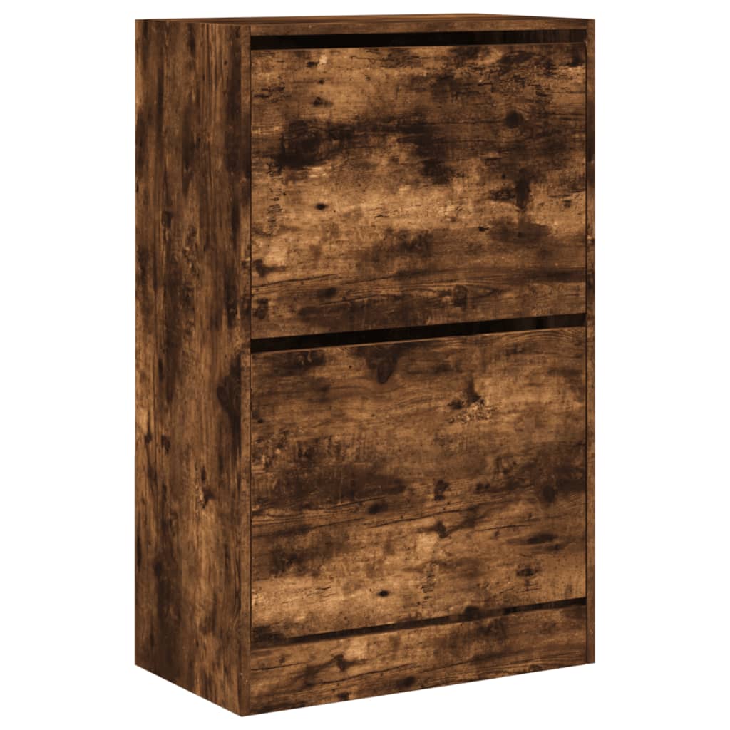 Shoe Cabinet Smoked Oak Finish 60 x 34 x 96.5 cm Particleboard