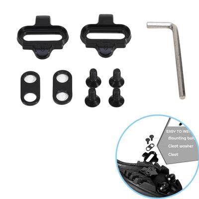 Black Mountain Bike Shoe Cleats Set Bicycle Pedal Cleats With Mounting Bolts & Washers Compatible With SPD System Cycling Shoes