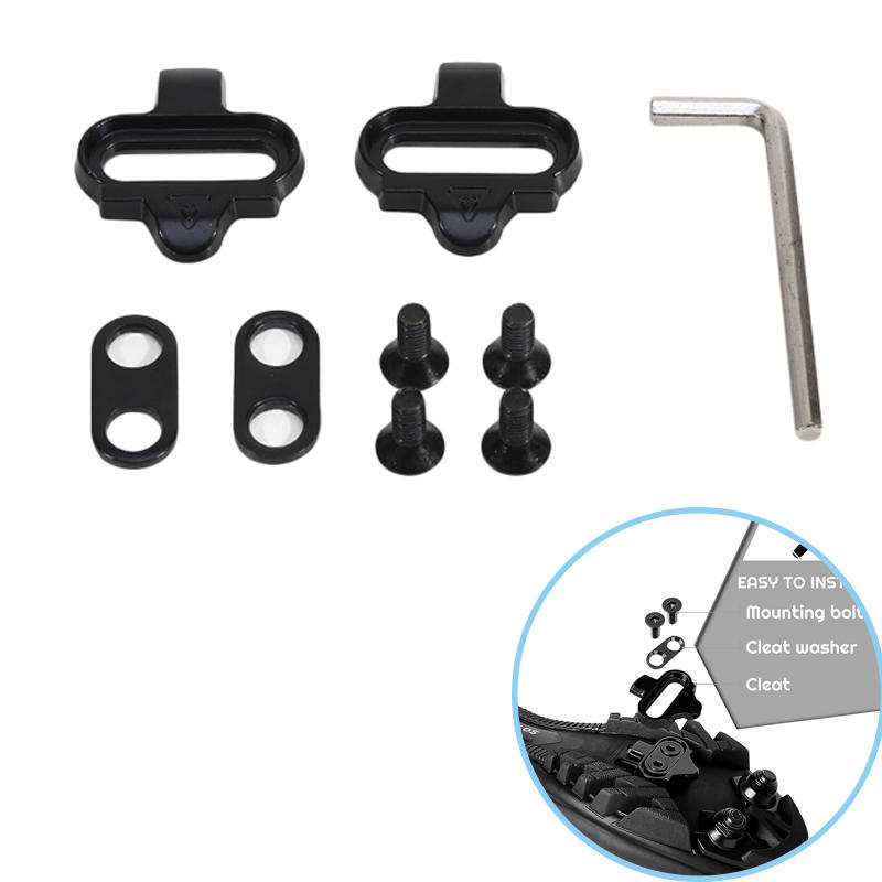 Mountain Bike SPD Cleats Set Multi-Release for Road Bicycle Cycling Accessories Pedal Clips with Mounting Bolts MTB Compatible
