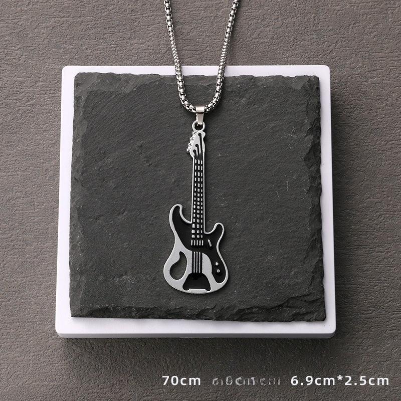 Korean version of rock personality hip hop male drip guitar necklace ins female trend musical instrument pendant jewelry accessories