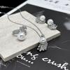 Elegant Pearl Flower Jewelry Set: French-Style Necklace, Ring & Earrings for Women