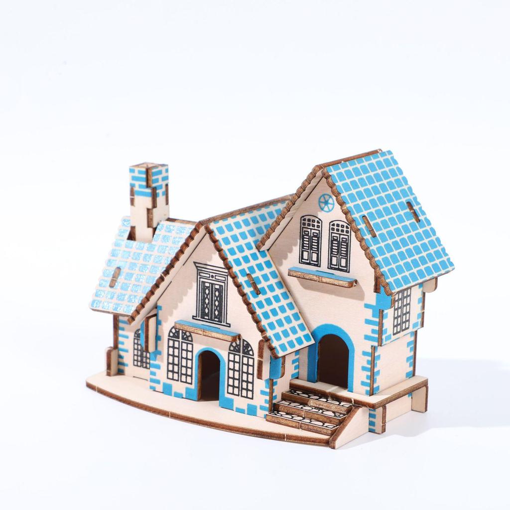 3D Wooden Puzzle Villa: DIY Small House Model for Boys and Girls