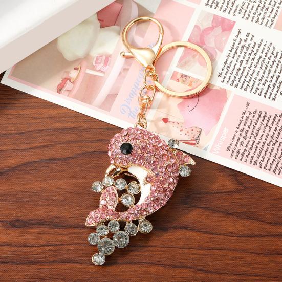 Rhinestone Dolphin Keychain Sparkling Sea Animal Car Key Ring Holder Backpack Purse Handbag Charm Christmas Birthday Gifts for Dolphin Lovers