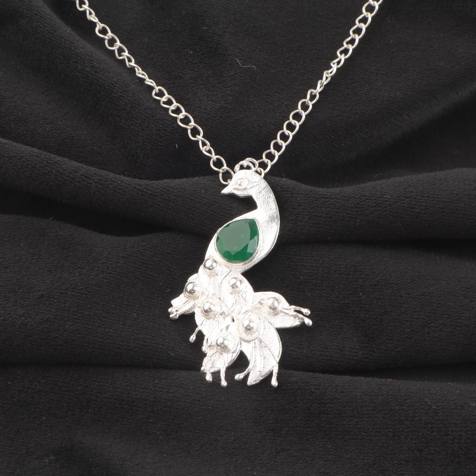 

Зеленый Оникс Драгоценный Камень 925 Стерлинговое Серебро Ювелирные Изделия Ручной Работы Вечерний Кулон 2 CP-21-15