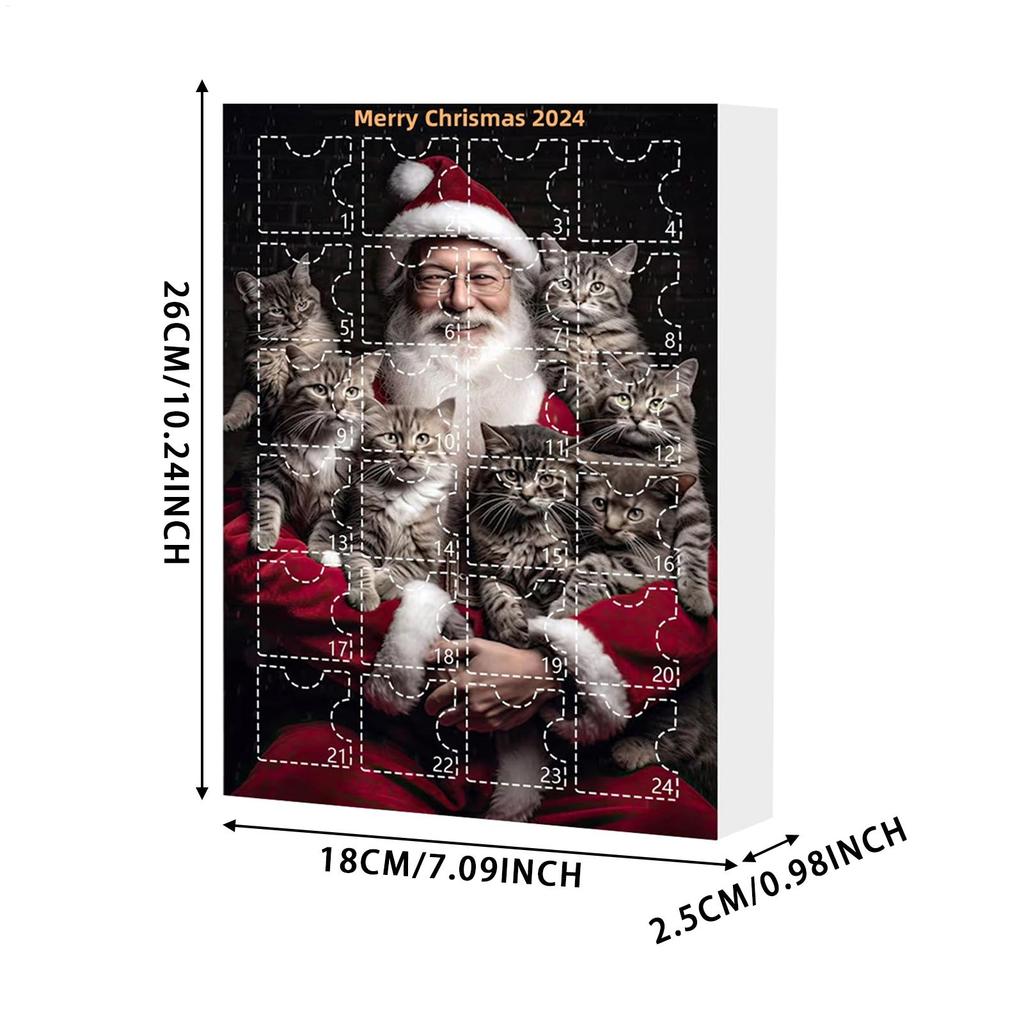 2D Acryl Katze Adventskalender 24 Tage Weihnachts-Countdown-Kalender Niedliche Tierornamente für Auto-Rückspiegel Weihnachtsbaumdeko