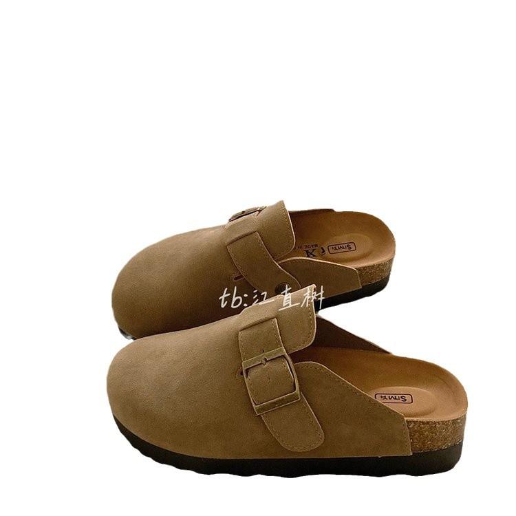 Good Texture Push~! 4cm Thick-soled Heightening Cork Boken Shoes Women's Autumn New Non-slip Bag Head Boken Slippers