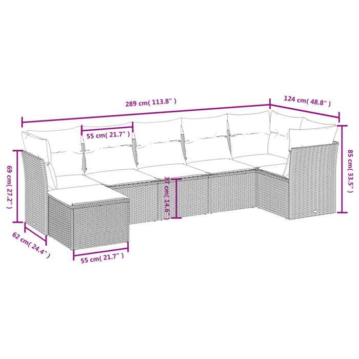 VidaXL Salon de Jardin avec Coussins 7 pcs, Canapés de Terrasse, Ensemble de Meubles de Patio, Mobilier d'Extérieur, Gris 3263198