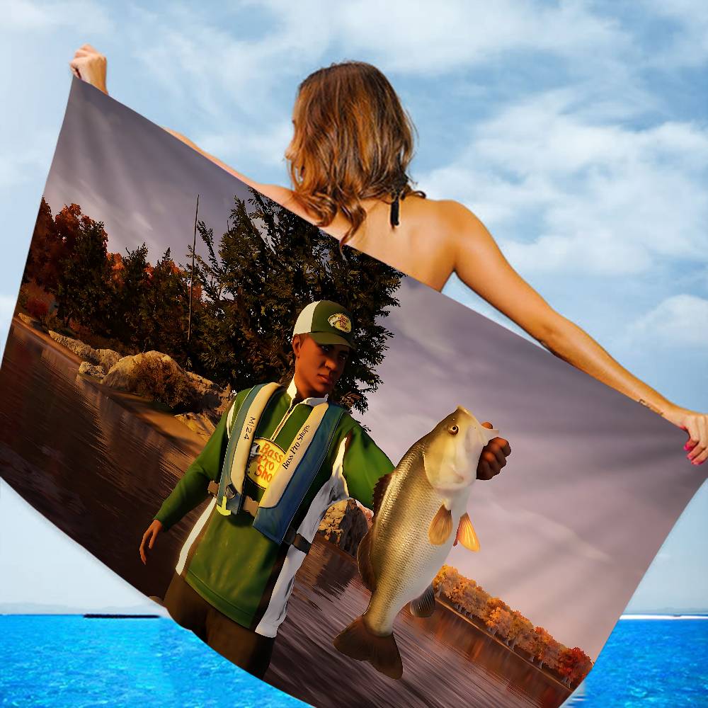 Fishing brand Bass-Pro-shops Microfiber Blanket Quick Drying Beach Towels Oversized Printing Super Absorbent Pool Towel Blanket