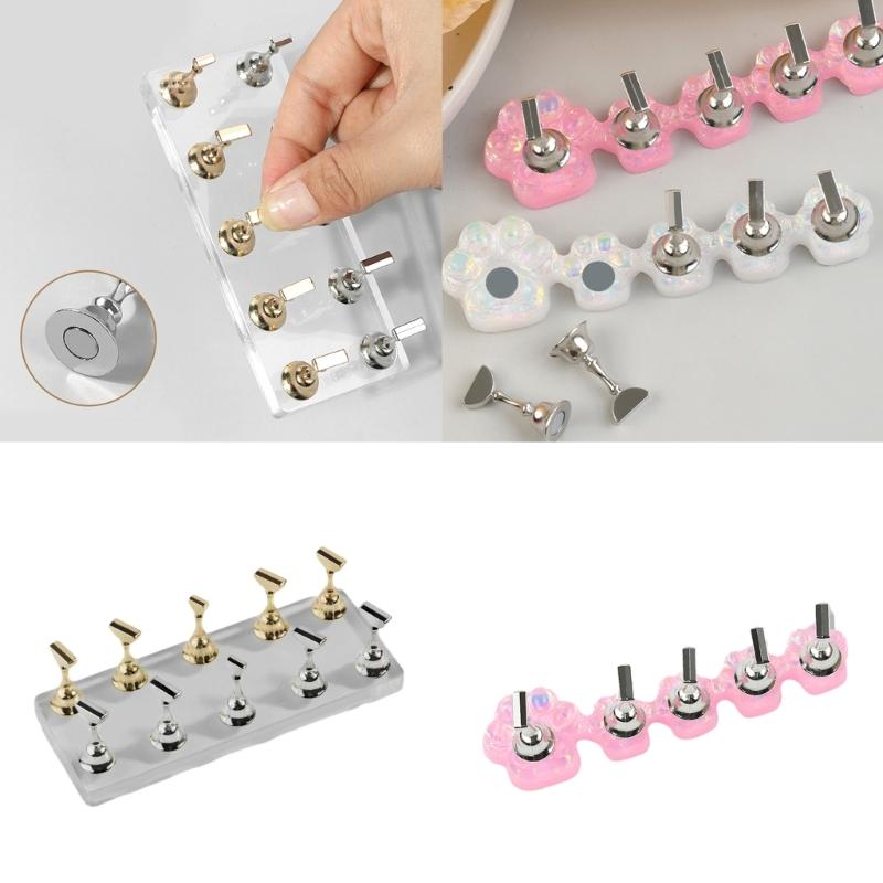 Durable Acrylic Nail Art Practice Stand Magnetic Fingernail Display Holder for False Nails