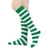 Women Striped Knee-high Socks Colorful Stretchy Knee-length Socks Ribbed Leg Warmers for Costume Party Street Daily Wear