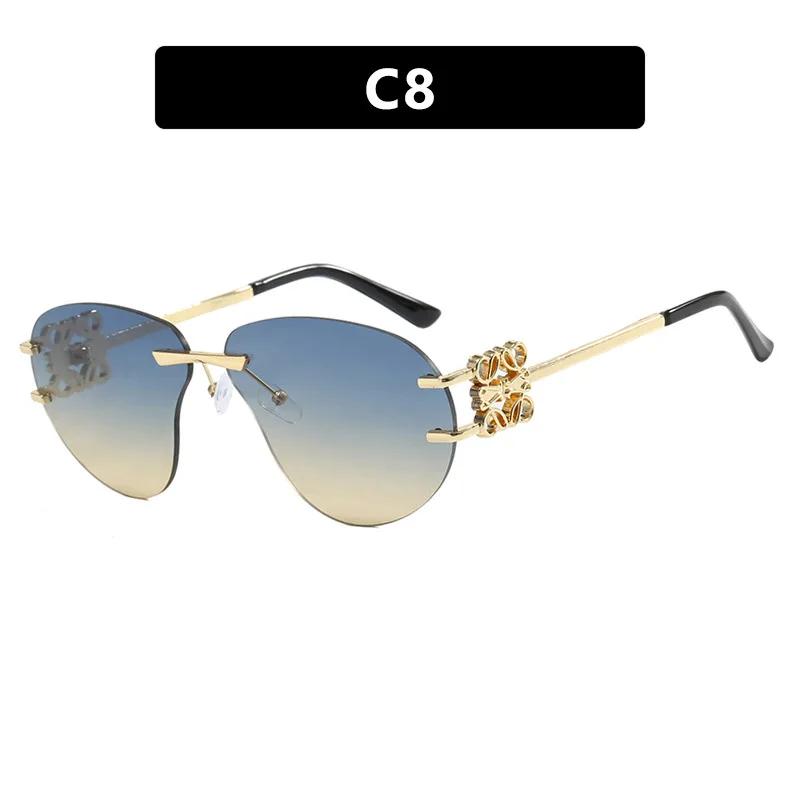 Special-shaped Oversized Rimless Sunglasses Women Brand Designer Shades Eyewear Pilot Sun Glasses Female UV400