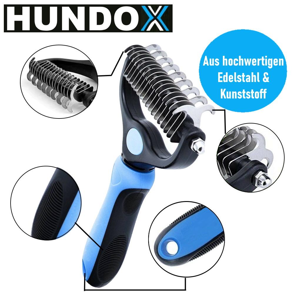 HUNDOX Unterfell Bürste Blau Entfilzung Fellpflege Hunde Katzen Unterwoll Fell