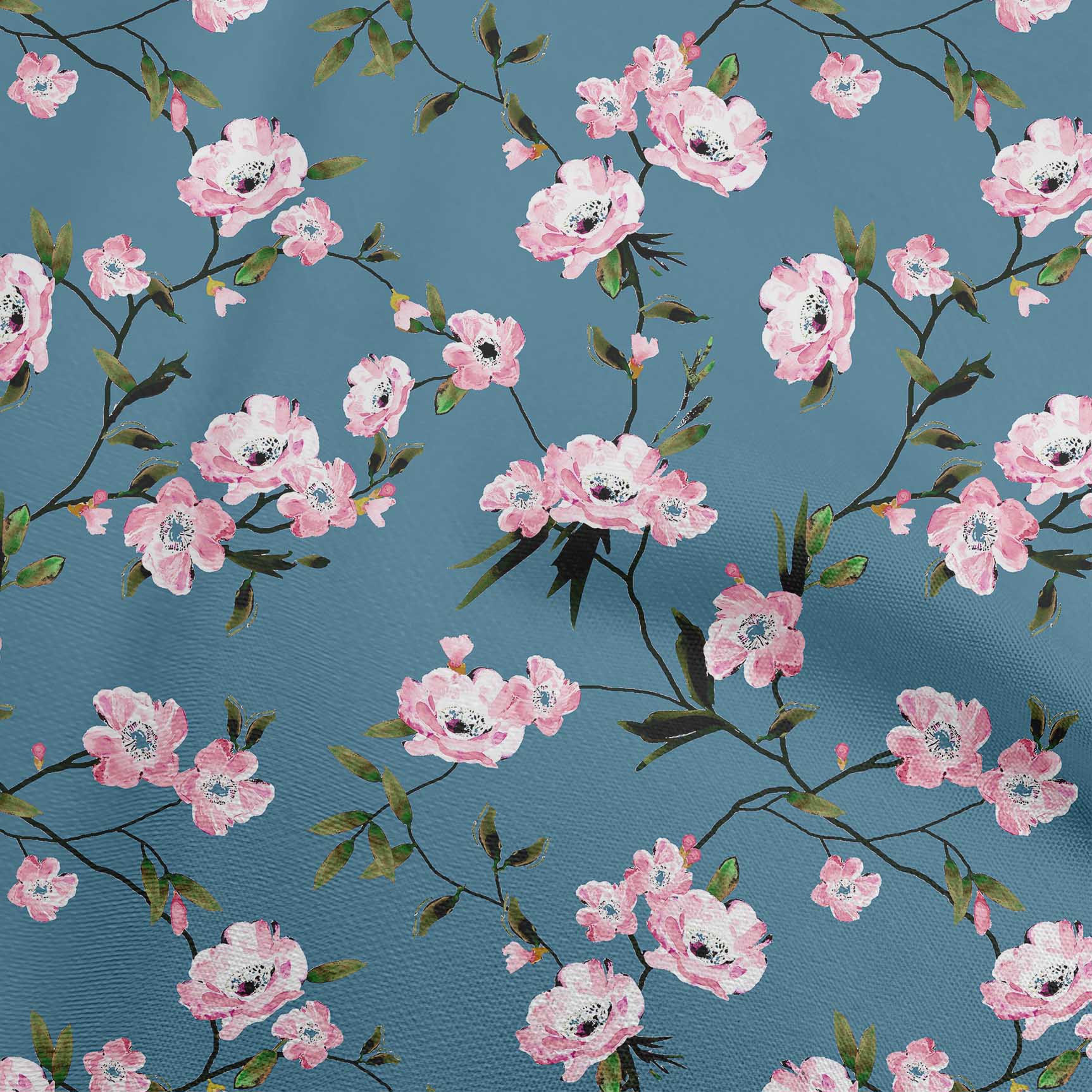 

OneOone Cotton Flex Dark Olive Green Тканина з квітковим орнаментом для пошиття тканини для рукоділля з принтом у дворі 40 дюймів 42 Inch Wide - Viscose Chiffon чирок синього кольору