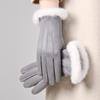 Women's Suede Velvet Bowknot Touchscreen Gloves - Warm & Cozy for Autumn/Winter