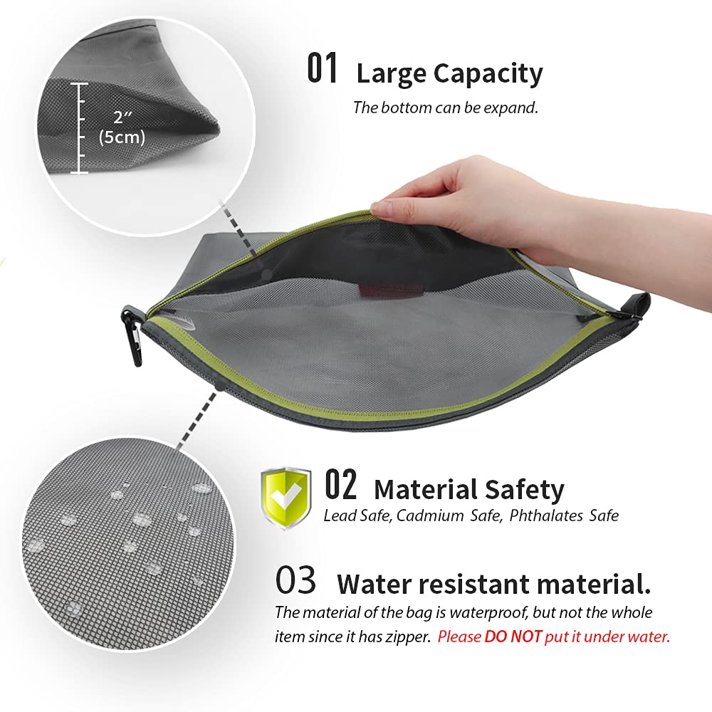 Pack All Mesh Pouch Travel Pouch Set with Zippered File Small Document Travel Office Stationery Storage, Organizer, Organizer, Storage, Supplies,