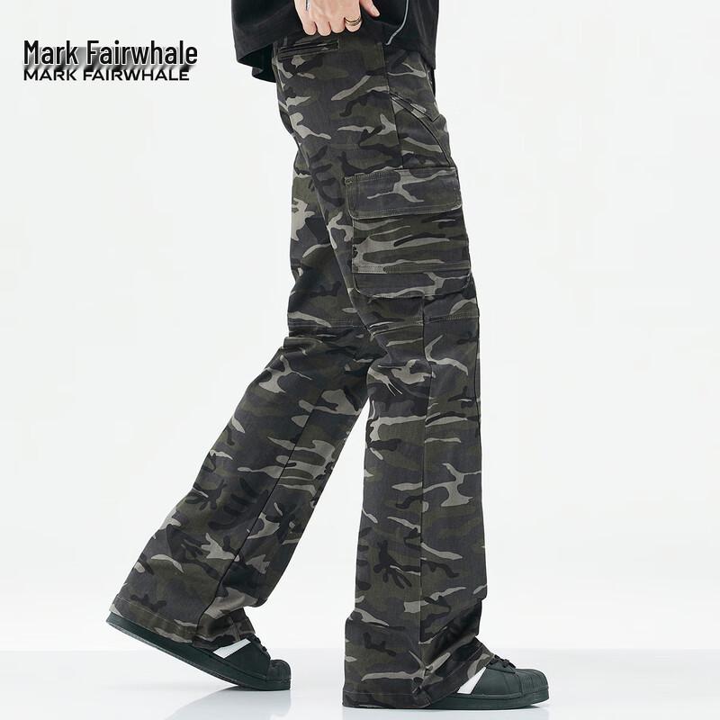 Mark Fairwhale Men's Camouflage Slim Fit Flare Cargo Pants