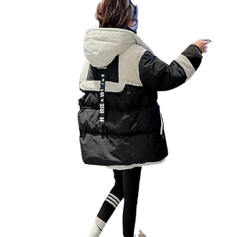 Winter Women Down Cotton Coat All Match Parkas Jacket Ladies Hooded Splicing Together Puffer Outwear