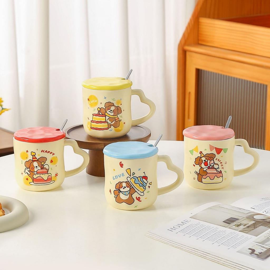 Cartoon Niedlicher Welpe Keramiktassen Paar Tassen Tassen mit hohem Erscheinungsbild Trinkbecher mit großem Fassungsvermögen Heim Frühstück Milchbecher