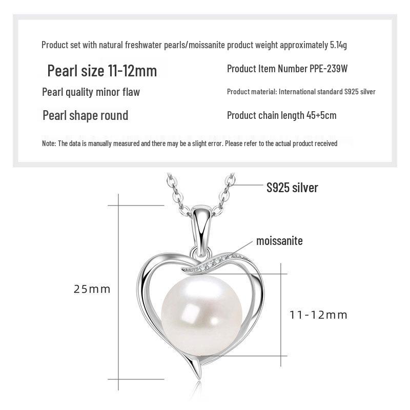 Freshwater Pearl & Diamond-Set Silver Pendant Necklace for Women