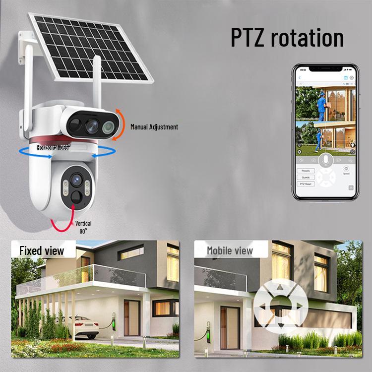 AOV Outdoor Dual-Lens Solar 4G Camera with 24h Monitoring, HD Night Vision, No Power/Network Needed