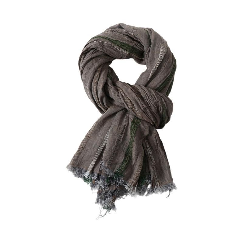 Contrast Scarf Shawl Wrap for Women Men, Lightweight Crinkled Fringe Layer with Soft Airy Texture for Commuting Travel